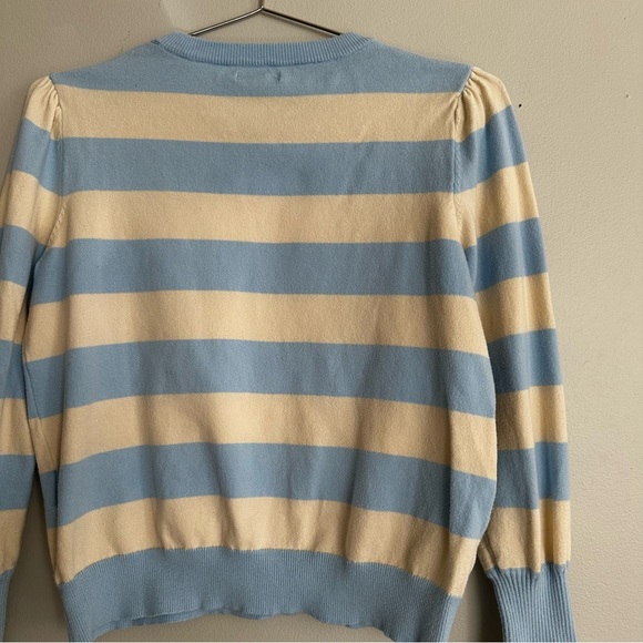 Who What Wear Blue and Cream Striped Crewneck Sweater - Picture 9 of 9
